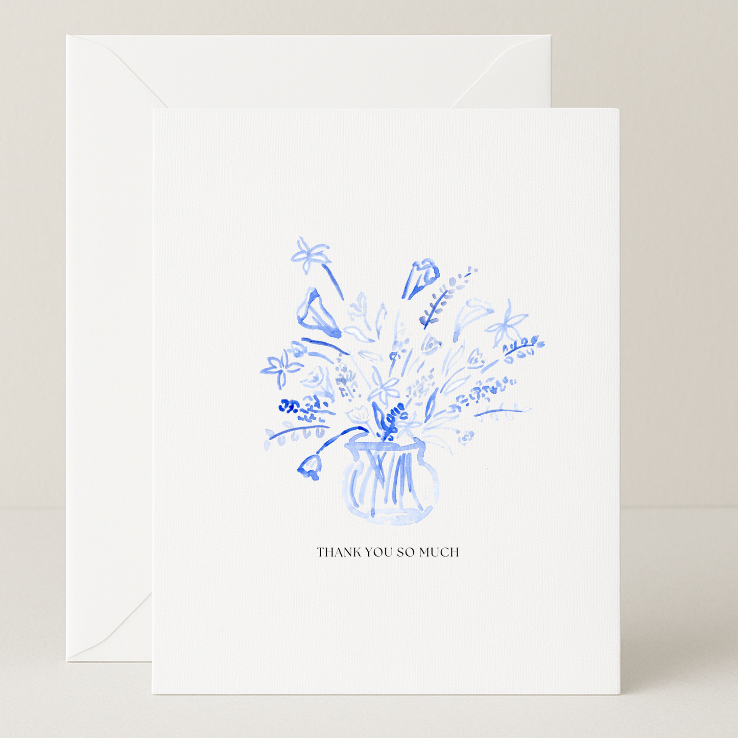 Blue Floral Thank You Card