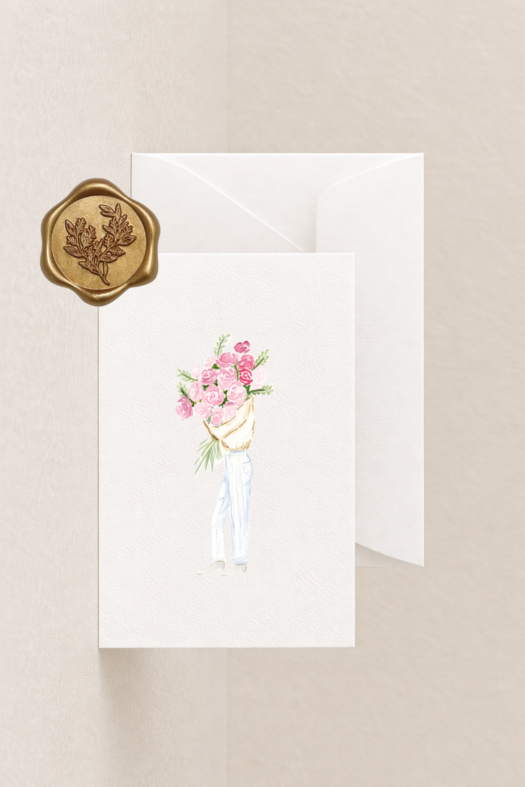 Petite Blank Pink Bouquet Card