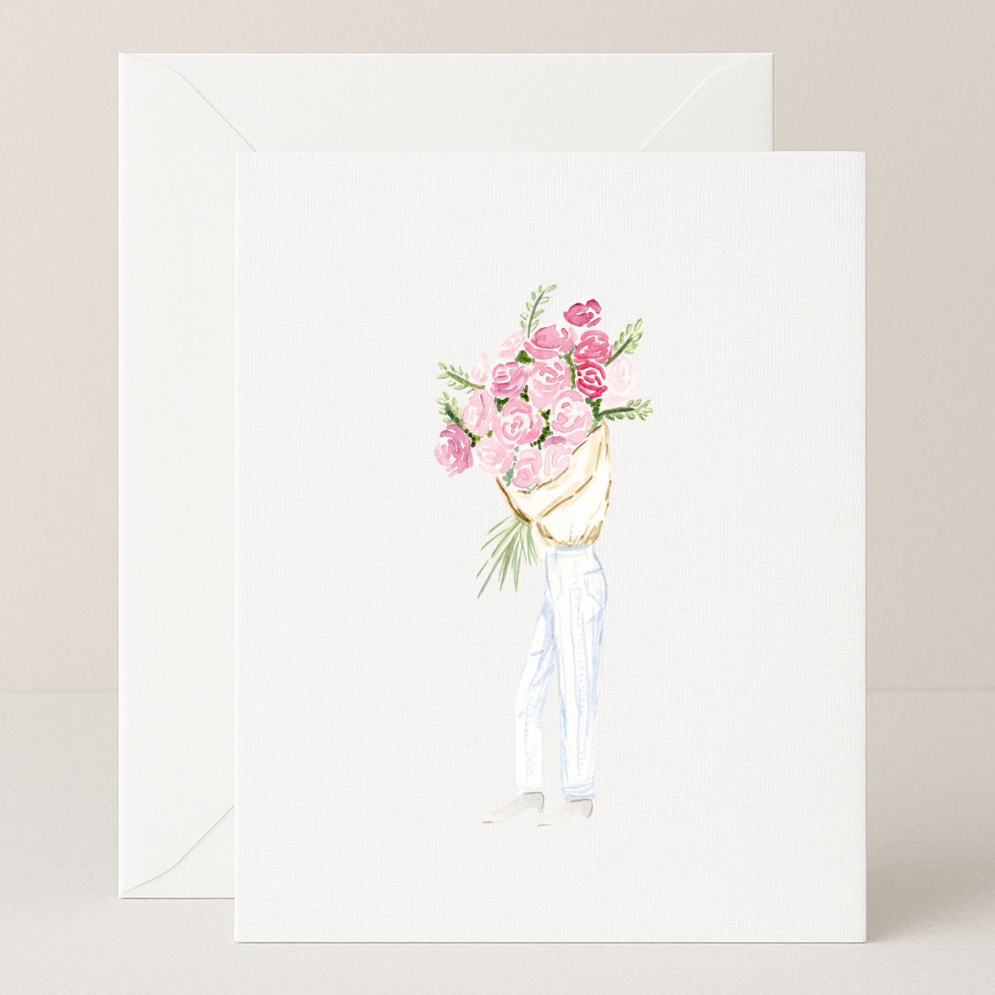 Blank Pink Bouquet Card