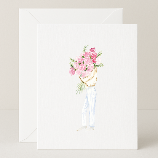 Blank Pink Bouquet Card