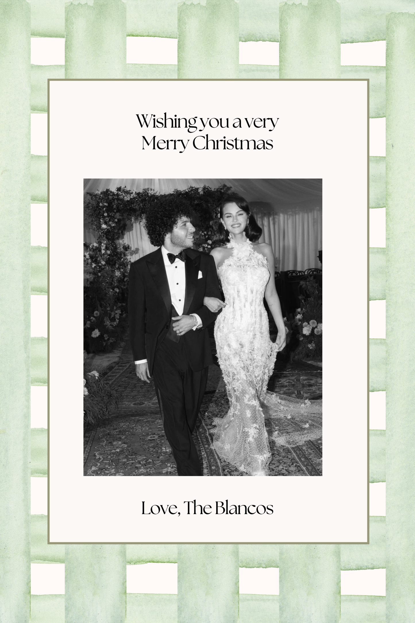 Gingham Christmas Card Editable Template