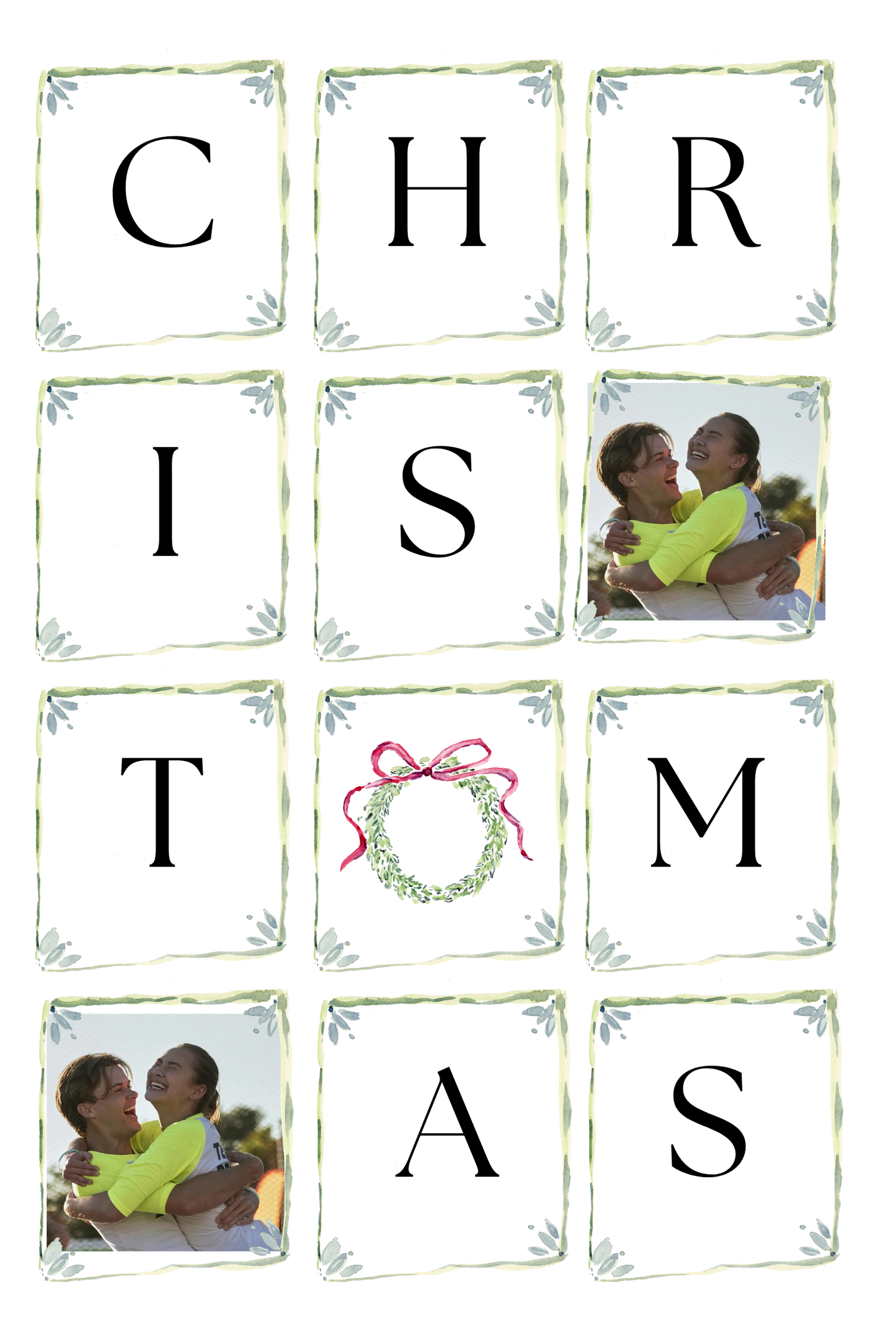 Christmas Tiles Christmas Card Editable Template