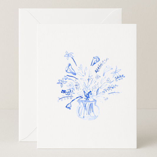 Blank Blue Floral Card