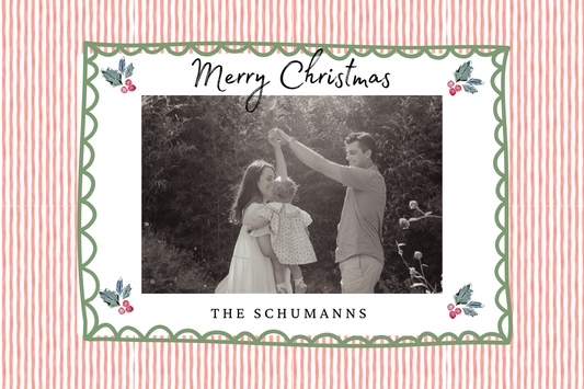 Merry Little Stripes Christmas Card Editable Template