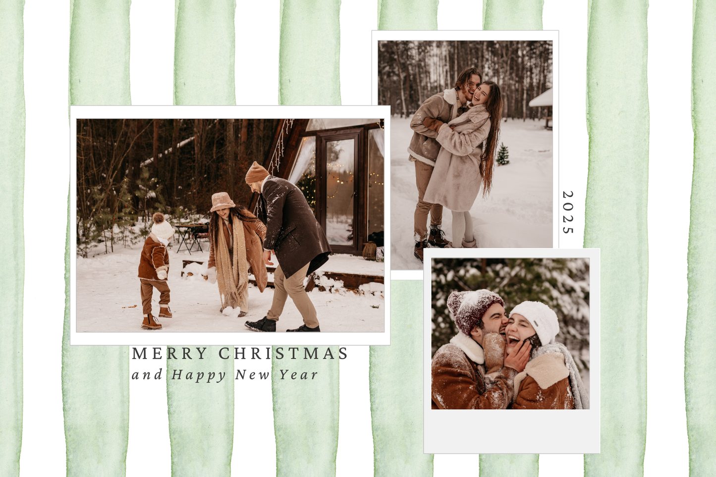 Snowy Pines Christmas Card Editable Template