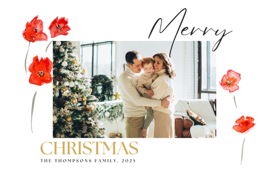 Poppies in December Christmas Card Editable Template