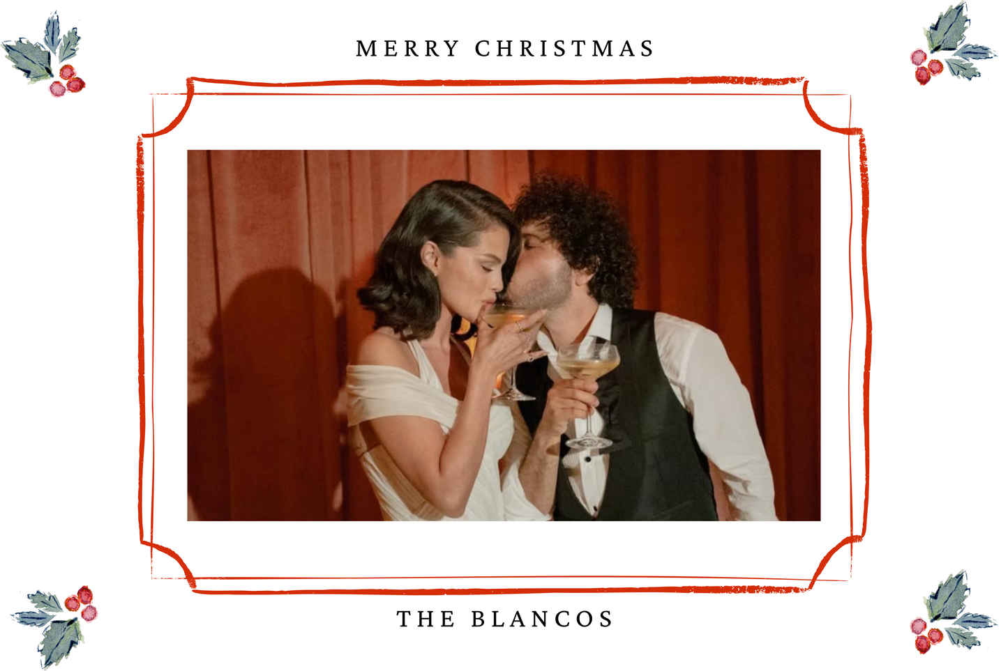 Holly Jolly Christmas Card Editable Template