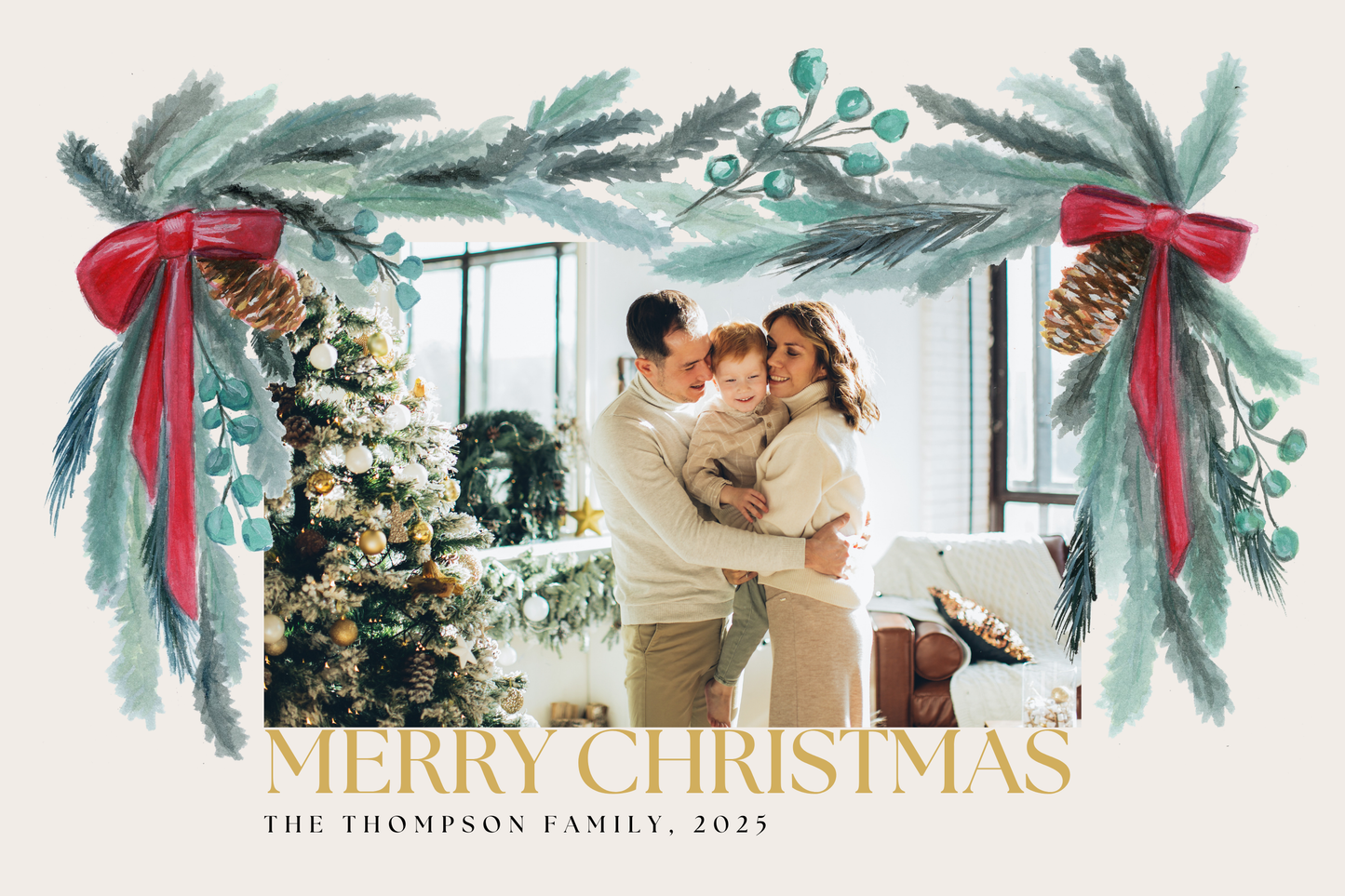 Garland Christmas Card Editable Template