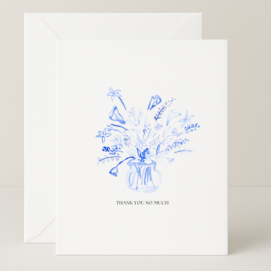 Blue Floral Thank You Card