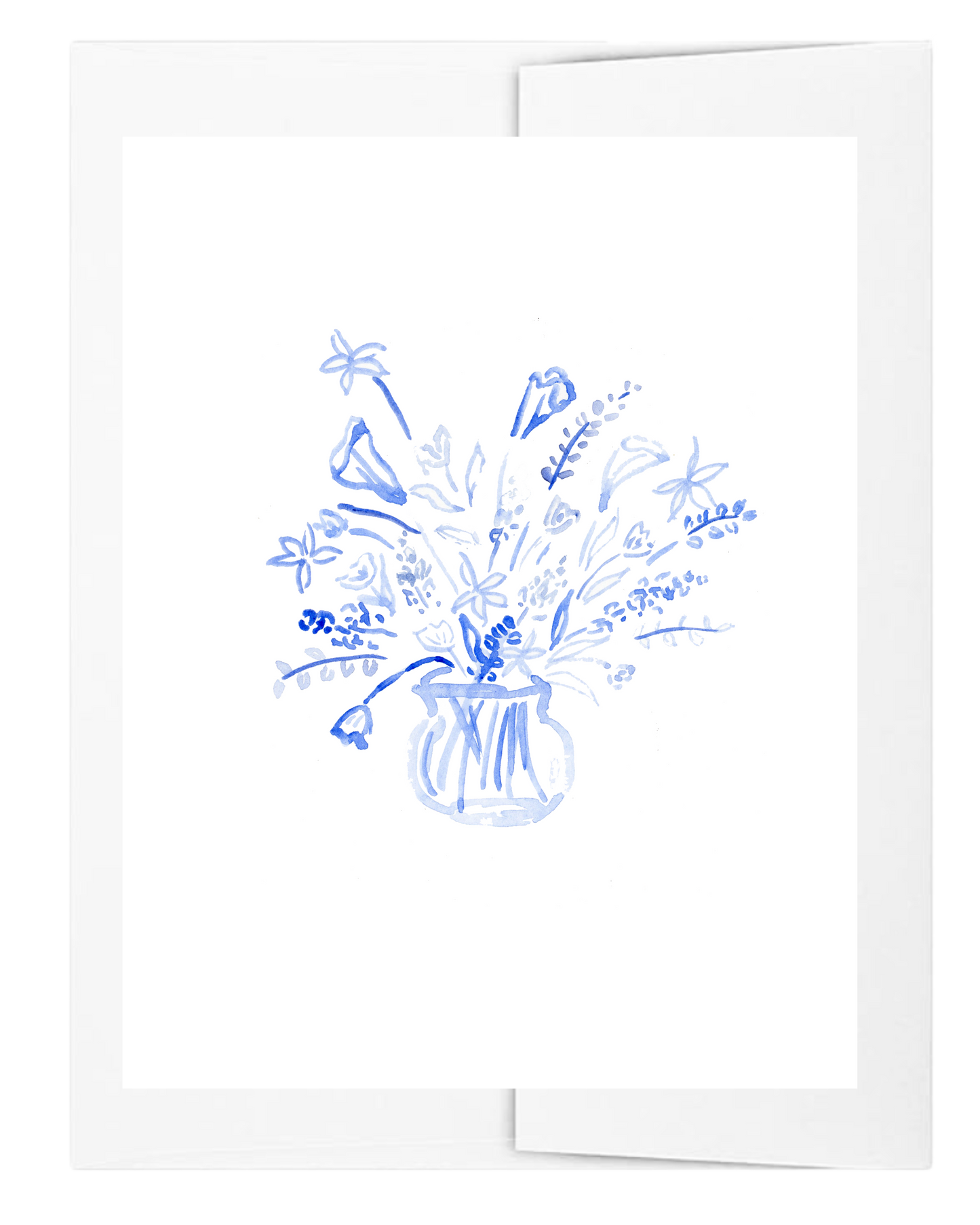 Blank Blue Floral Card