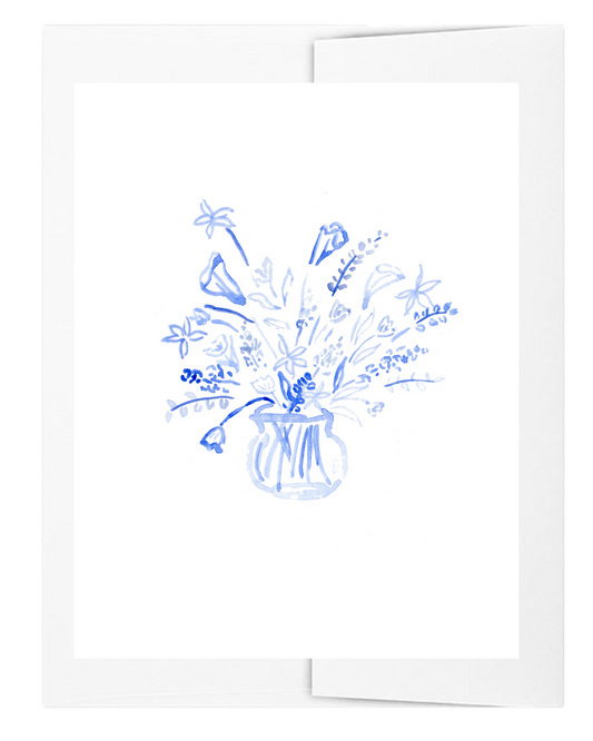 Blank Blue Floral Card