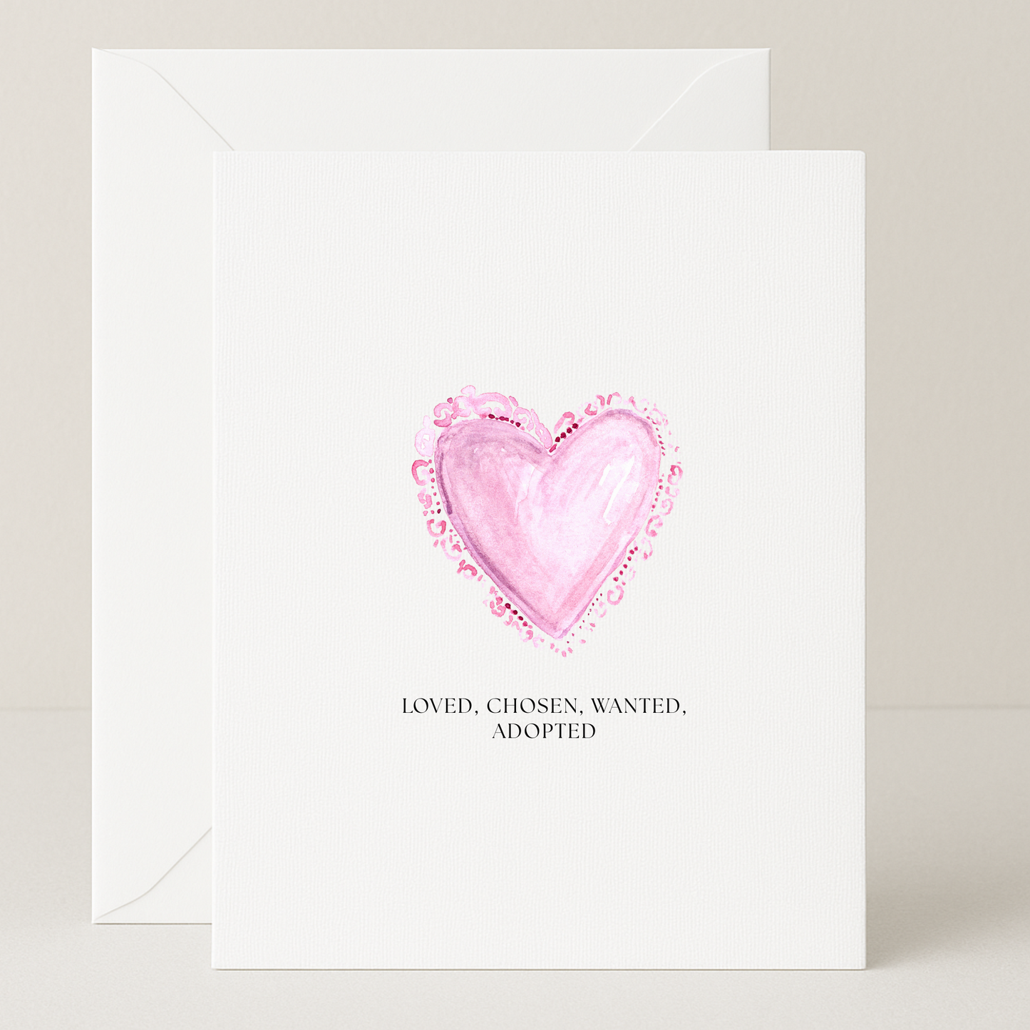 Pink Heart Adoption Card