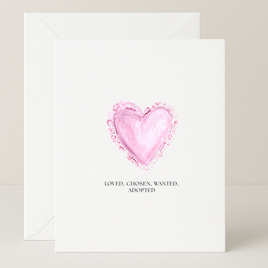 Pink Heart Adoption Card