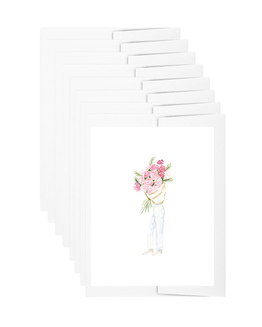 Blank Pink Bouquet, 8 Count